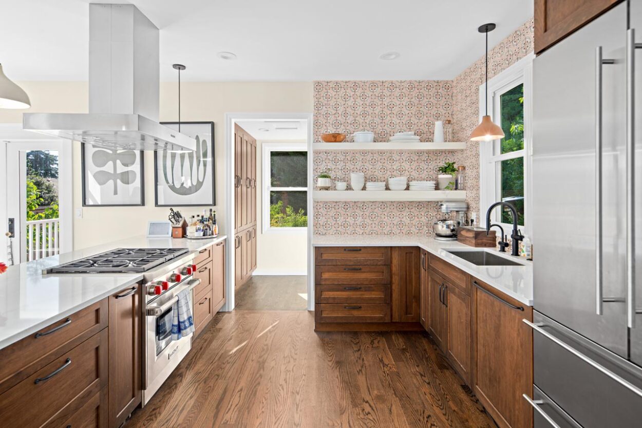 6_medium-wood-kitchen-cabinets-seattle historic kitchen design and kitchen remodel seattle