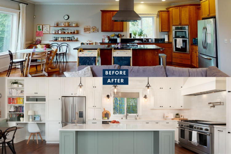 Before and After of Kitchen Remodel before and after of a remodeled living room