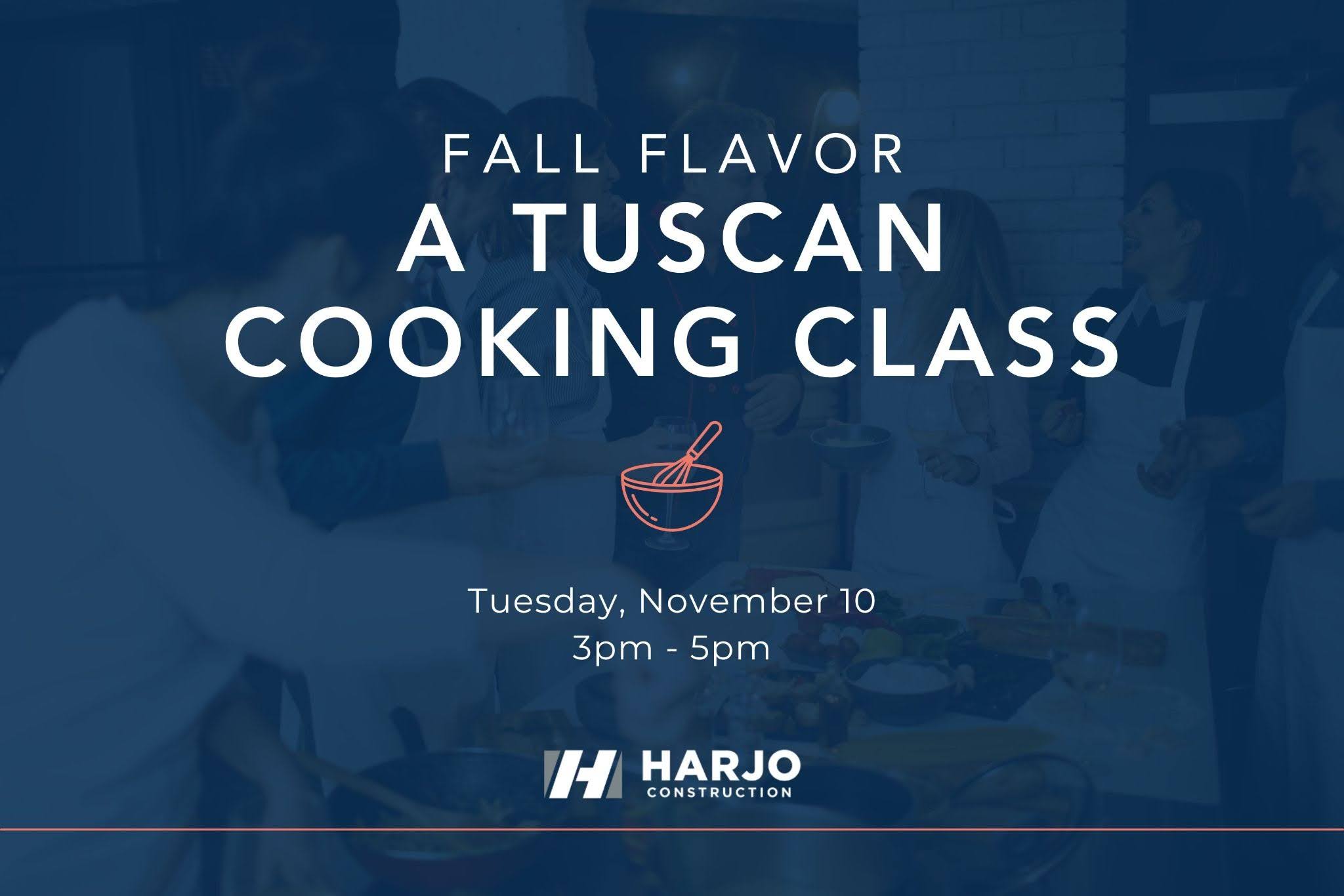 Harjo Construction Tuscan Cooking Class image for November 10