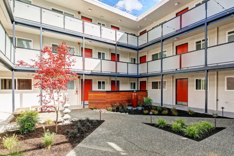 seattle apartment building remodel courtyard