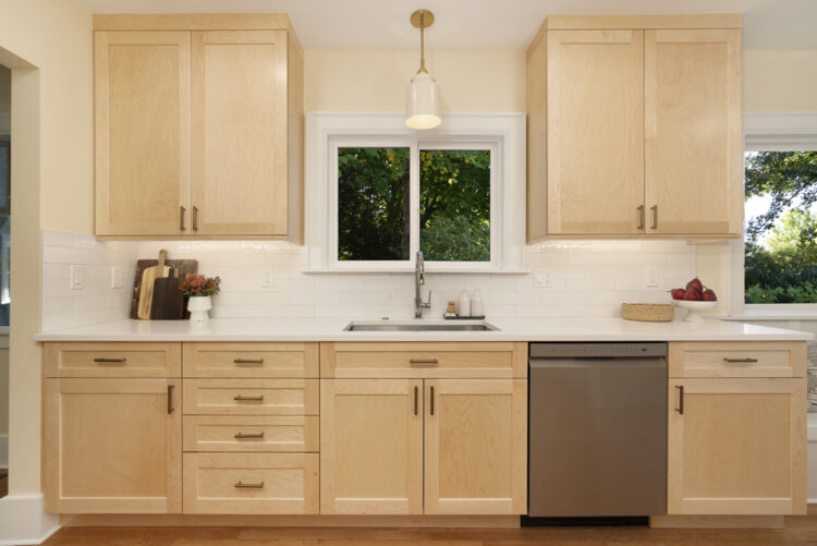 kitchen remodel in seattle home with warm wood custom cabinets
