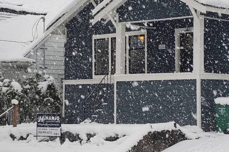 winter remodeling in seattle, a Harjo Construction project in the snow